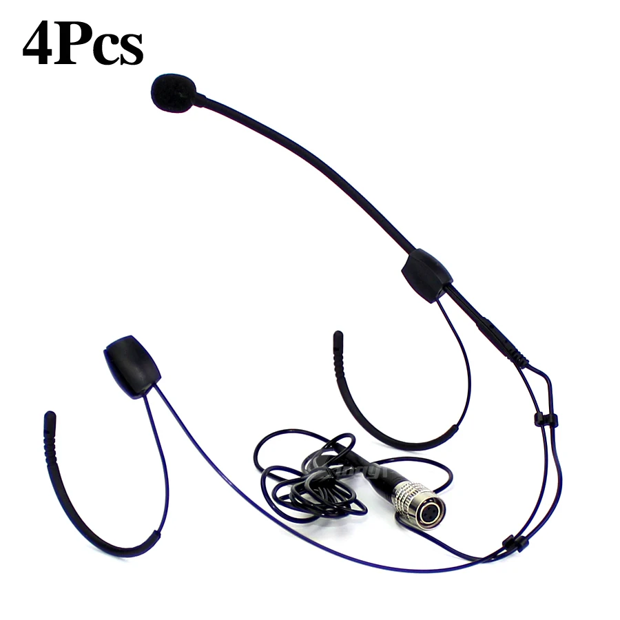 

4Pcs 4 Pin Hirose Head-Mounted Microphone Headset Mic For Audio Technica Wireless System Bodypack Transmitter ATW 1813D 310b T51