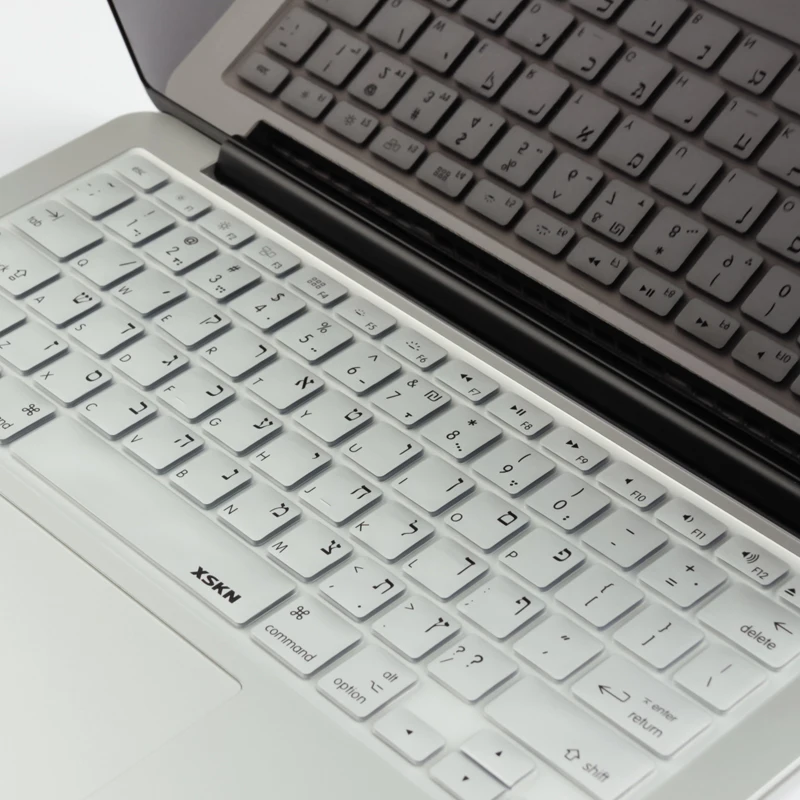 XSKN иврит силиконовая клавиатура кожи для Macbook Air Pro 13/15, синий Isreal клавиатура языка иврит чехол Apple Bluetooth