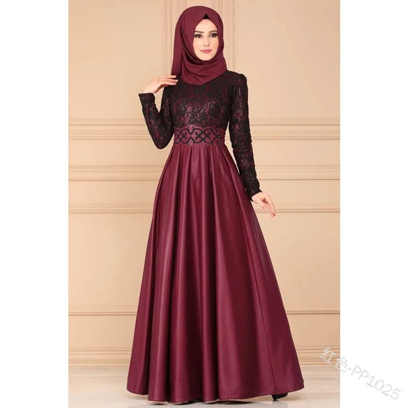 Элегантное мусульманское кружевное платье abaya вечернее платье кардиган-кимоно длинные халаты Jubah Ближний Восток Eid Рамадан исламский - Цвет: red