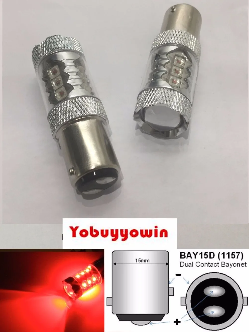 2Pcs/lot 80w RED CANBUS ERROR FREE CREE Chip 1157 1016, 1034, 1157, 1157A, 1178A,BAY15D 380 STOP & TAIL BRAKE CAR LIGHT BULBS