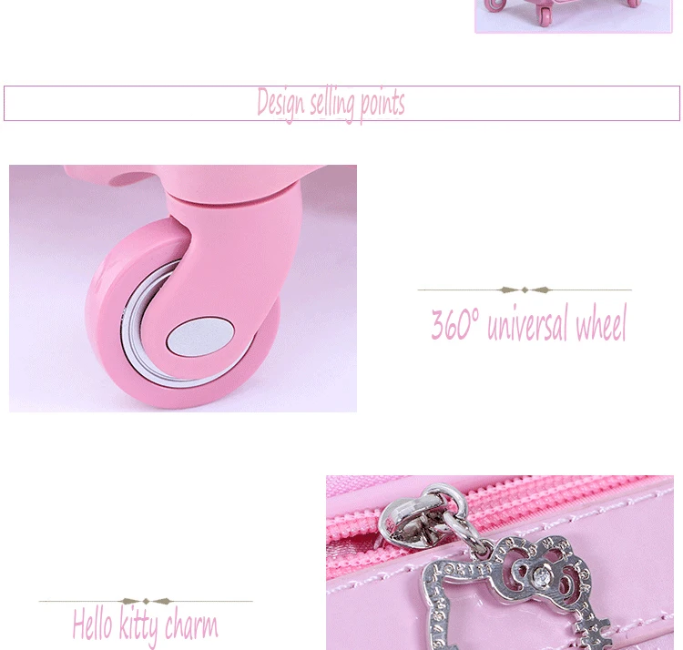 Новинка, милая косметичка hello kitty, 16 дюймов, 20, 24 дюйма, для девушек, студентов, милая Дорожная сумка на колесиках, чемодан, mala, женская сумка на колесиках