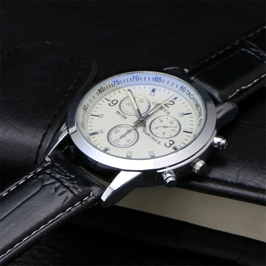 Роскошные модные повседневные часы Кожа Кварцевые Светящиеся военные мужские