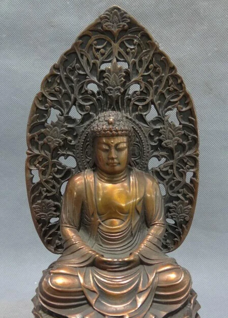 S07177 10&quot Tibet Pure Bronze Buddhism Lotus Shakyamuni Buddha Statue Sakyamuni Joss | Дом и сад