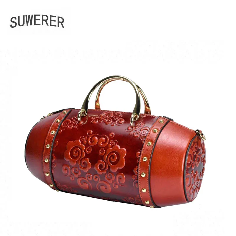 

Women Genuine Leather bags for women 2020 new luxury handbags women bags designer Embossing Flowers Art tote women bags