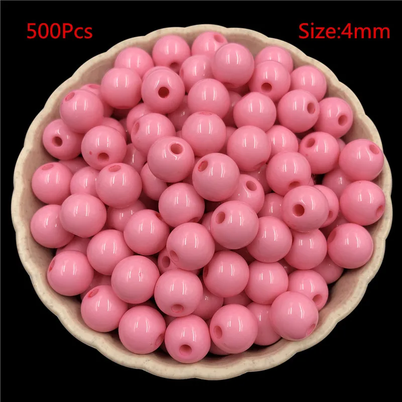 Pink Материал ручной работы 500 шт DIY Изготовление браслета ожерелья 4 мм акриловые бусины оптом свободные бусины ювелирные аксессуары - Цвет: Pink