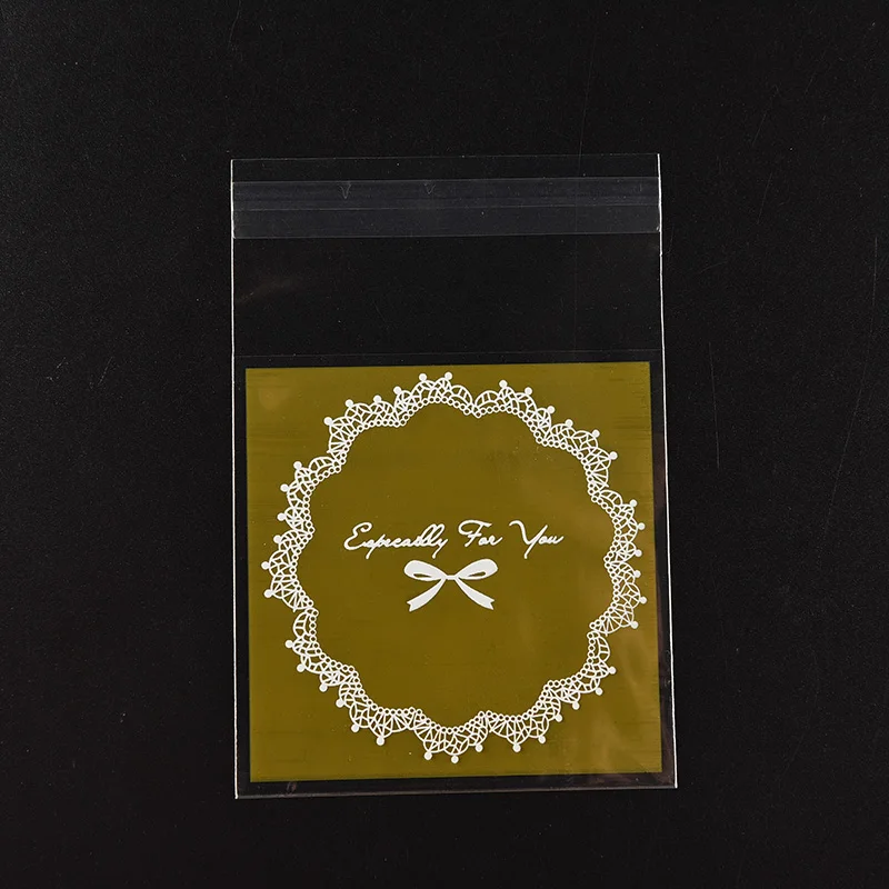 100 шт./лот 7*7 см + 3 Упаковка для печенья с бантом в горошек самоклеящиеся