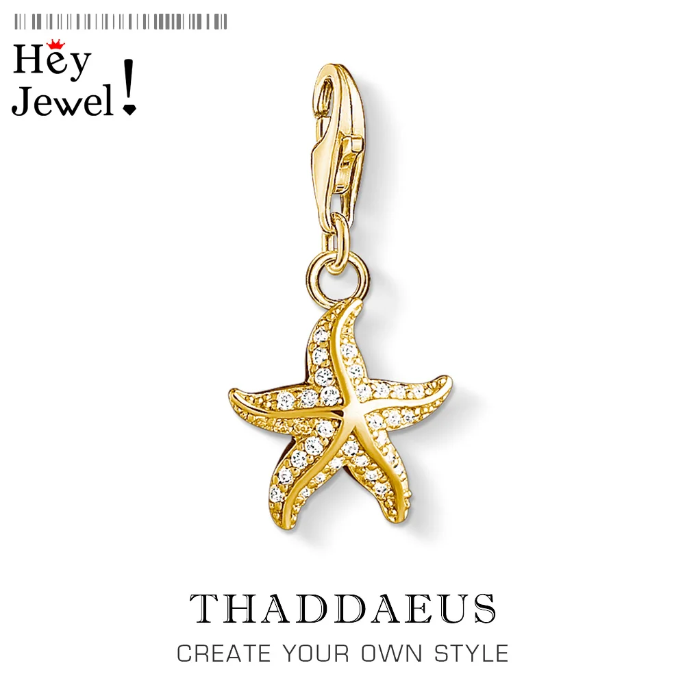 Женский кулон из стерлингового серебра 925 пробы Золотая Морская звезда богемный