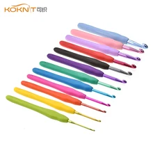 KOKNIT Красочные 12 шт. крючки для вязания крючком мягкая ручка эргономичный Вязание иголки-Крючки смешанные 2,0-8,0 мм DIY инструмент для плетения комплект с Чехол