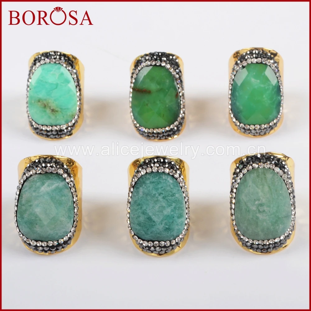 BOROSA натуральный амазонит & 100% австралийский зеленый камни друза кольцо золотой