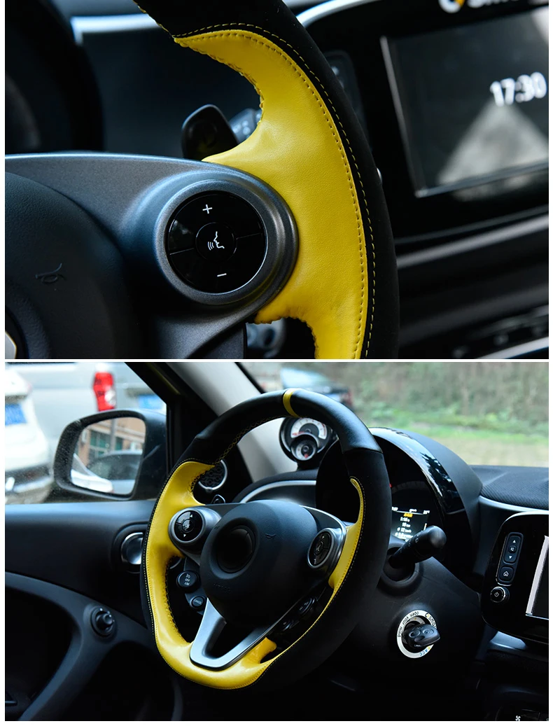 Lsrtw2017 Хомут кожаный чехол рулевого колеса автомобиля для smart fortwo w453 c453 a453