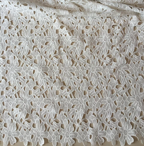 1 ярд новейшая африканская французская кружевная ткань для шитья/белая