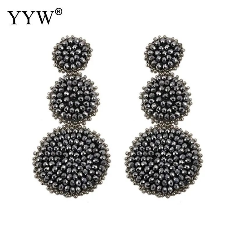 Женские серьги ручной работы с разноцветными бусинами модные пляжные большие