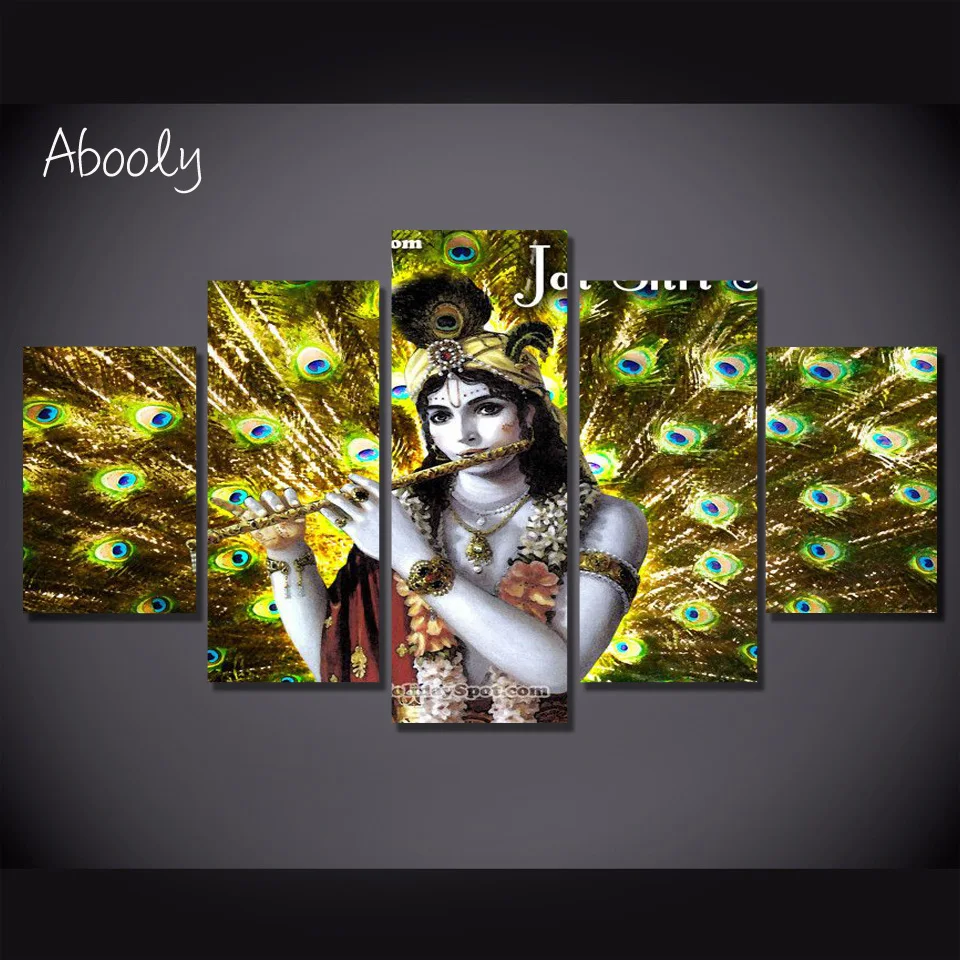 5 шт. Холст Картина Павлин Печать плакатов изображение индуистского бога декор