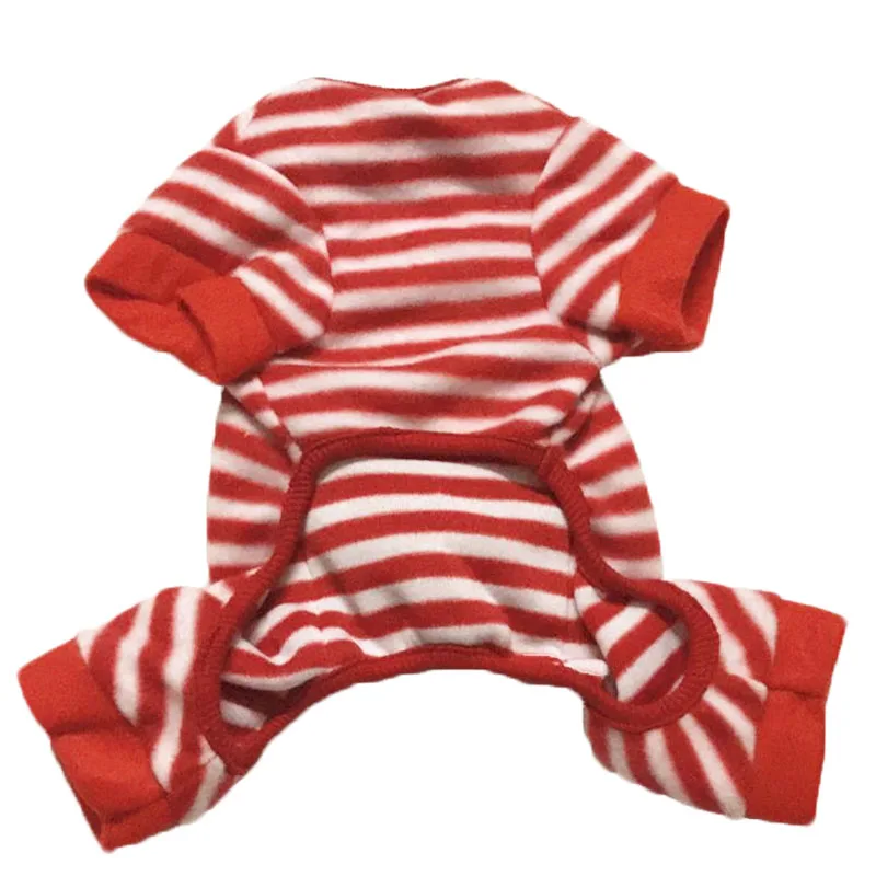 Полосатый коралловый бархатный теплый комбинезон для собак зимняя