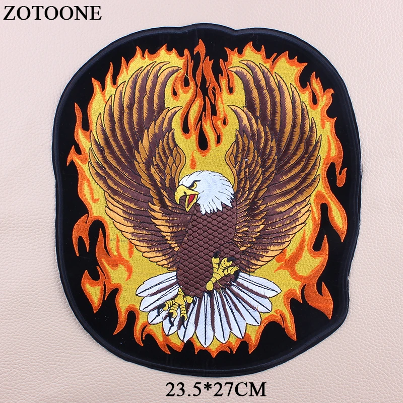 ZOTOONE панк-рок нашивка большая вышивка байкерские нашивки крылья орла железные нашивки для одежды джинсовый жилет куртка нашивка на спине