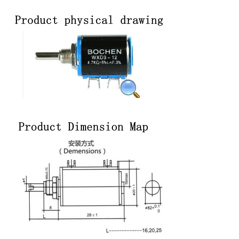 1pcs WXD3-12 1W 100 220 470 1K 2K2 3K3 4K7 10K 22K 33K 47K Ohm 100R 220R 470R 2.2K 3.3K 4.7K WXD3-12-1W Potentiometer with nut |