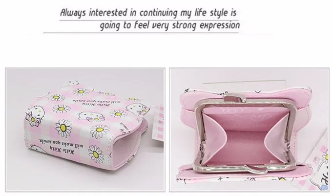 Новинка, портмоне «кошка» с цветочным рисунком «hello kitty», Женский кошелек высокого качества из искусственной кожи, белый кошелек с застежкой для детей