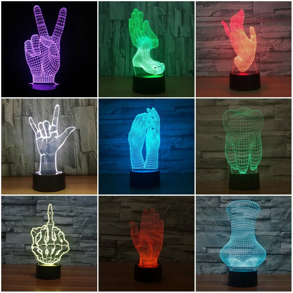 Poker bells bullfighting 3D Lamp LED Night Light light Acrylic lamp Atmosphere table decoration Novelty indoor Lighting | Освещение