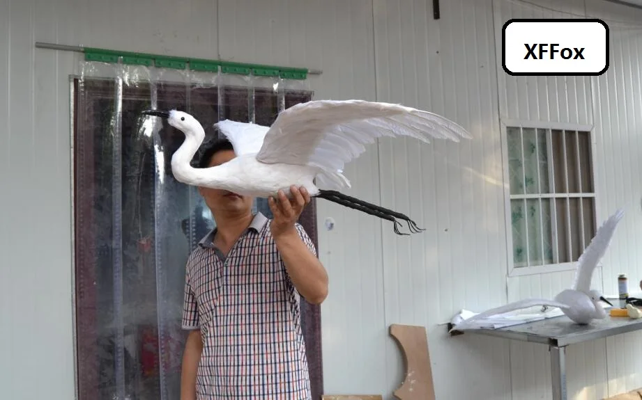 Большая реальная жизнь белая птица МОДЕЛЬ пены и пера Летающая поза Egret кукла