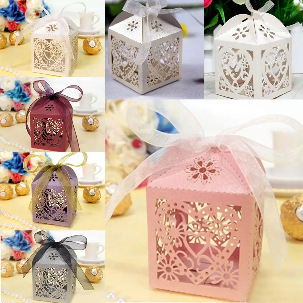 10 шт. любящее сердце лазерная резка конфеты подарок Коробки Свадебная вечеринка