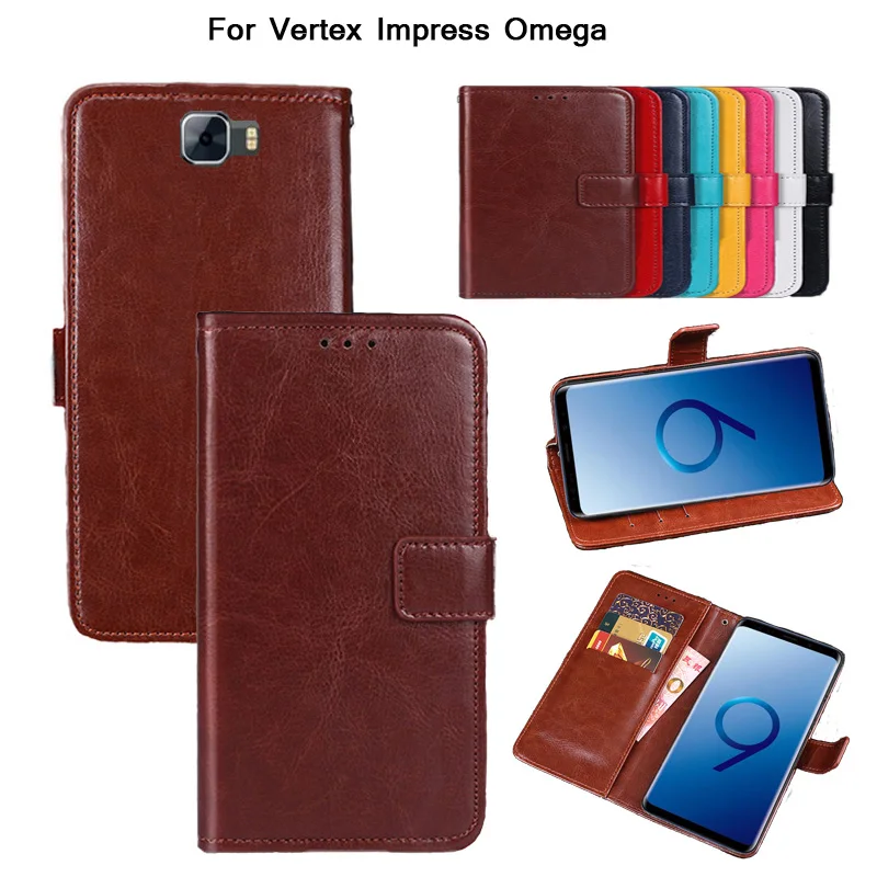 Новейший чехол для Vertex Impress Omega Wallet Case из искусственной кожи в стиле ретро с магнитным зажимом, модными стойками и ремешком.