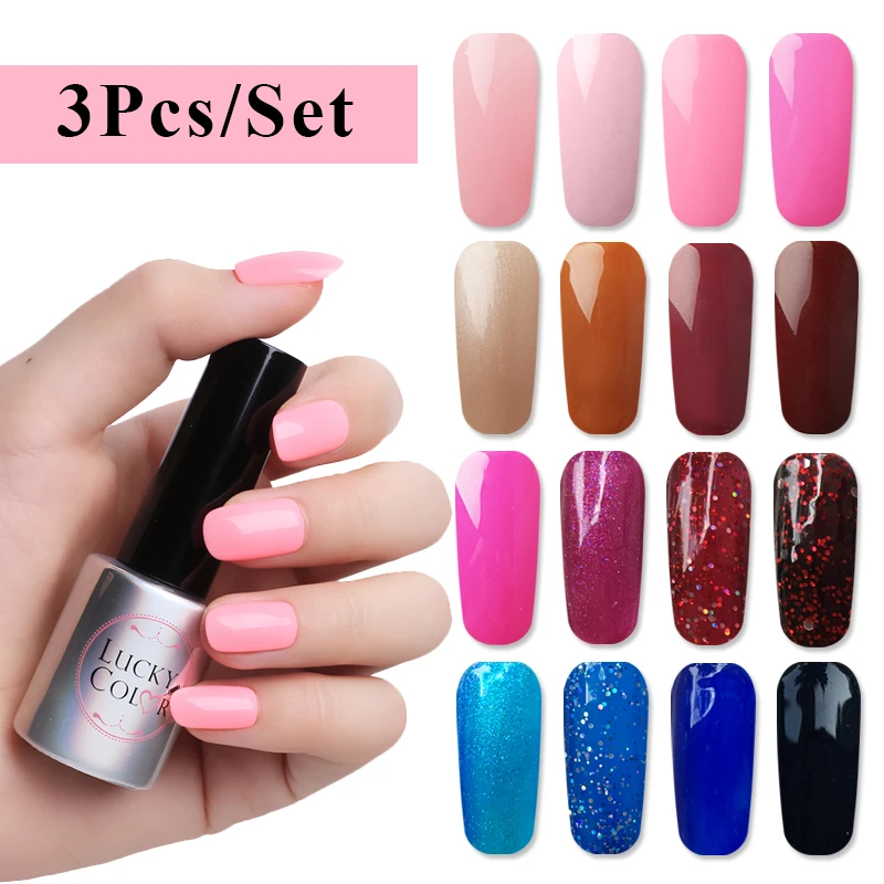 Гибридный полуперманентный Светодиодный УФ Гель лак 3 шт./компл. для нейл арта