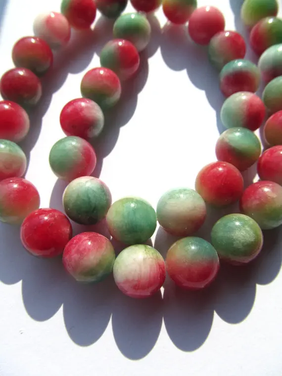 

top quality 10strands 8mm jade gergous round ball green cherry clear charm jewelry bead