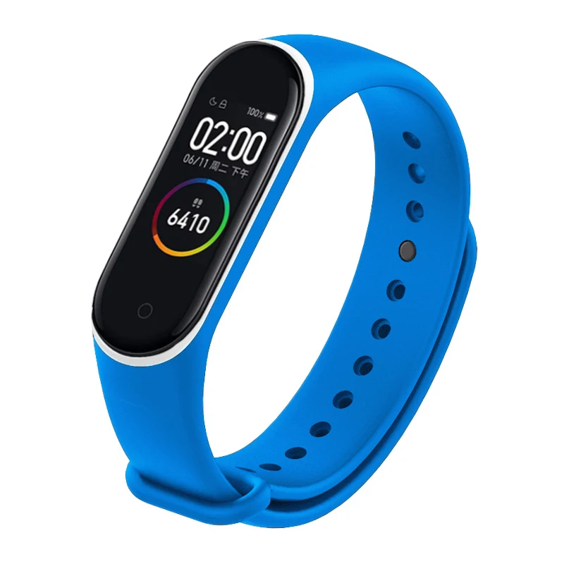 deep blue white Яркие силиконовые часы, ремешок для Xiaomi mi, браслет 4, браслет для mi Band 4, часы, двойной цвет, сменный ремешок на запястье - Цвет: deep blue white