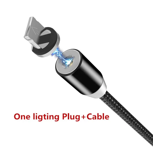 IOS Cable NOHON СВЕТОДИОДНЫЙ Магнитный зарядный кабель, освещение, кабель для телефона Micro usb type C для iPhone X 7 8 6 для Xiaomi 4 X, магнитное быстрое зарядное устройство, 1 м - Цвет: IOS Cable