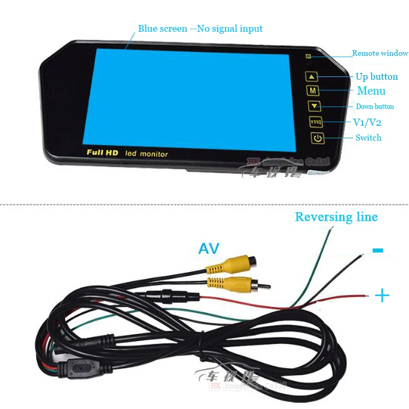 Зеркало заднего вида 7 дюймов Full HD TFT LCD 1024x600 |