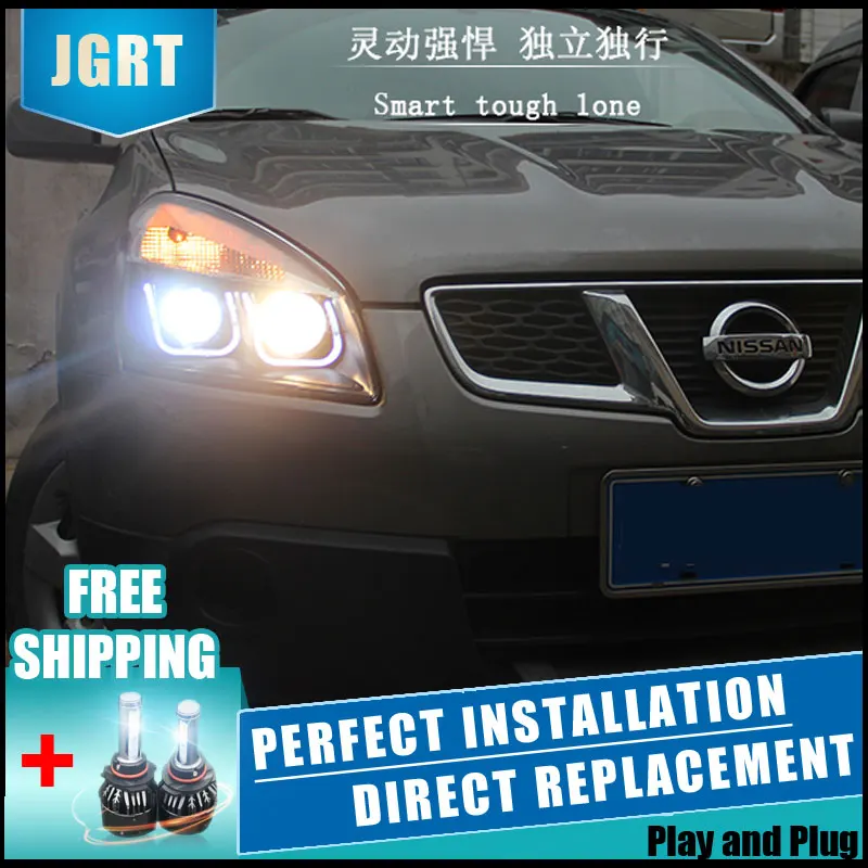 2 шт. светодиодный фары для Nissan Qashqai 10 13 Автомобильный свет двойной ксеноновые