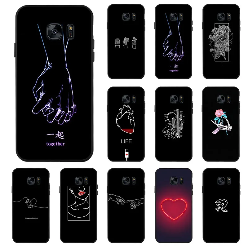 Чехол для Samsung Galaxy S7 egde с мультяшными рисунками чехол телефона черный силиконовый