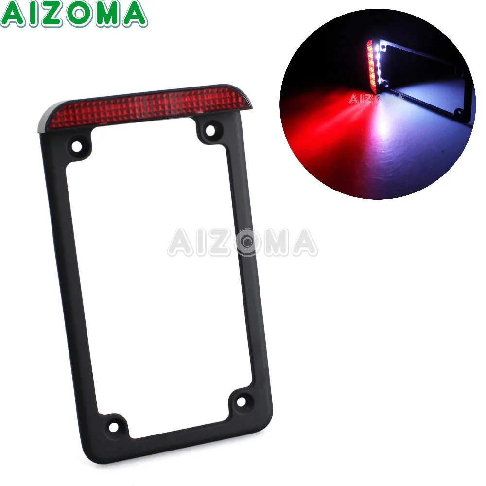 

Black Motorcycle Vertical Side Mount LED Tailight License Plate Holder Light Universal For Harley Cruiser Cafe Racer Brake Lamp