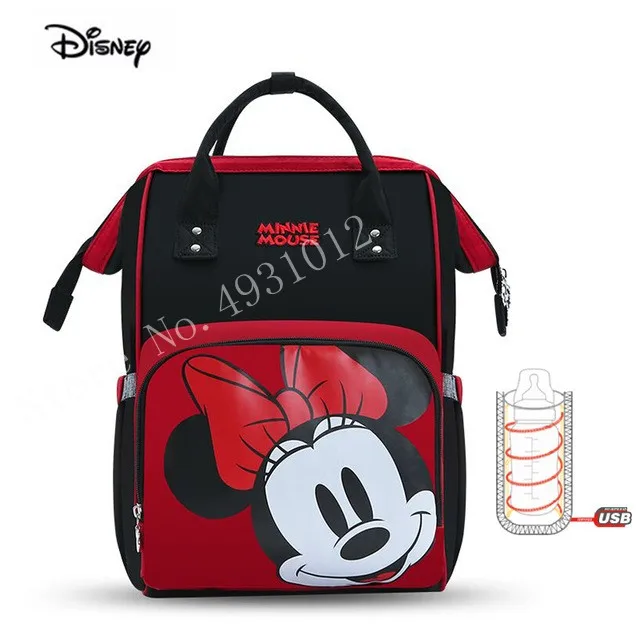 Disney Мумия сумка для женщин Многофункциональный подгузник ребенок USB бутылка изоляция мешок для беременных большой емкости пеленки рюкзак розовый - Цвет: Minnie 1
