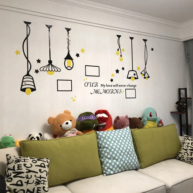 Теплый подвесной светильник дизайн акриловые наклейки DIY Гостиная ТВ фон
