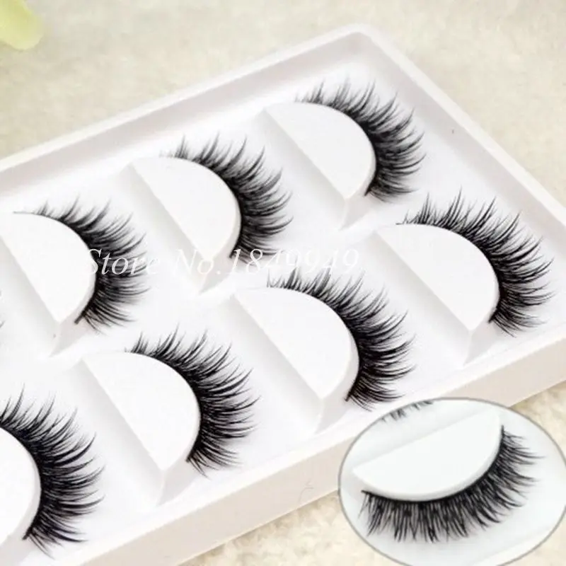 

False Eyelashes 5 Pairs Natural Crisscross Messy Soft Realistic Fake Eyelashes 100% Handmade Cotton Stems Beauty Makeup Lashes
