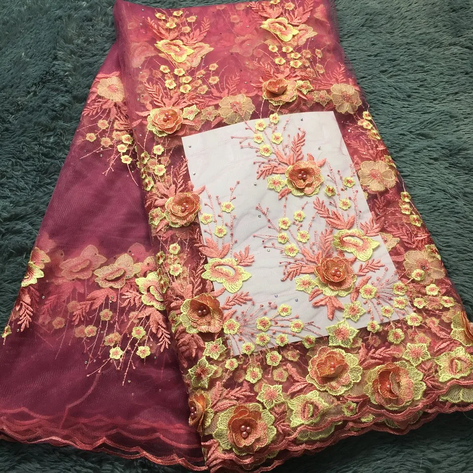 Нигерийские кружевные ткани 2019 французская кружевная ткань высокого качества 3D