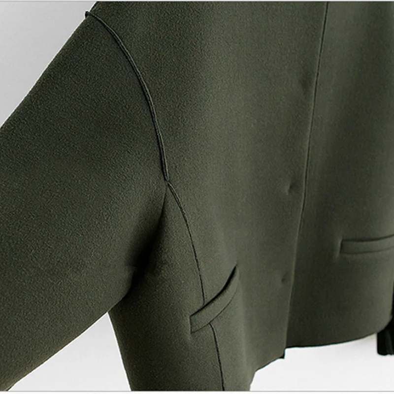 Осеннее/зимнее женское твидовое пальто с длинным рукавом и О-образным вырезом