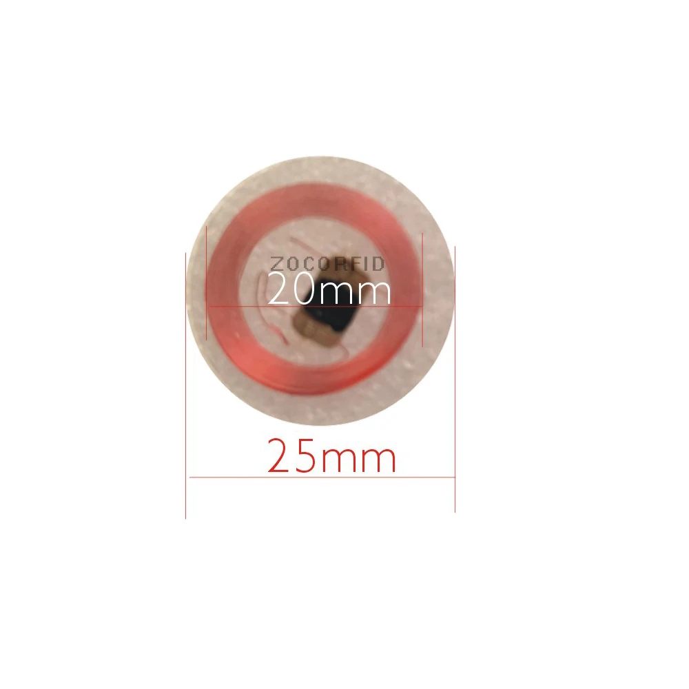 Фото 100 шт./лот 125 кГц EM4100 rfid-метка для монет, только для чтения, диаметр 25 мм, толщина 0,5 мм, катушка с прозрачным пластиком №4