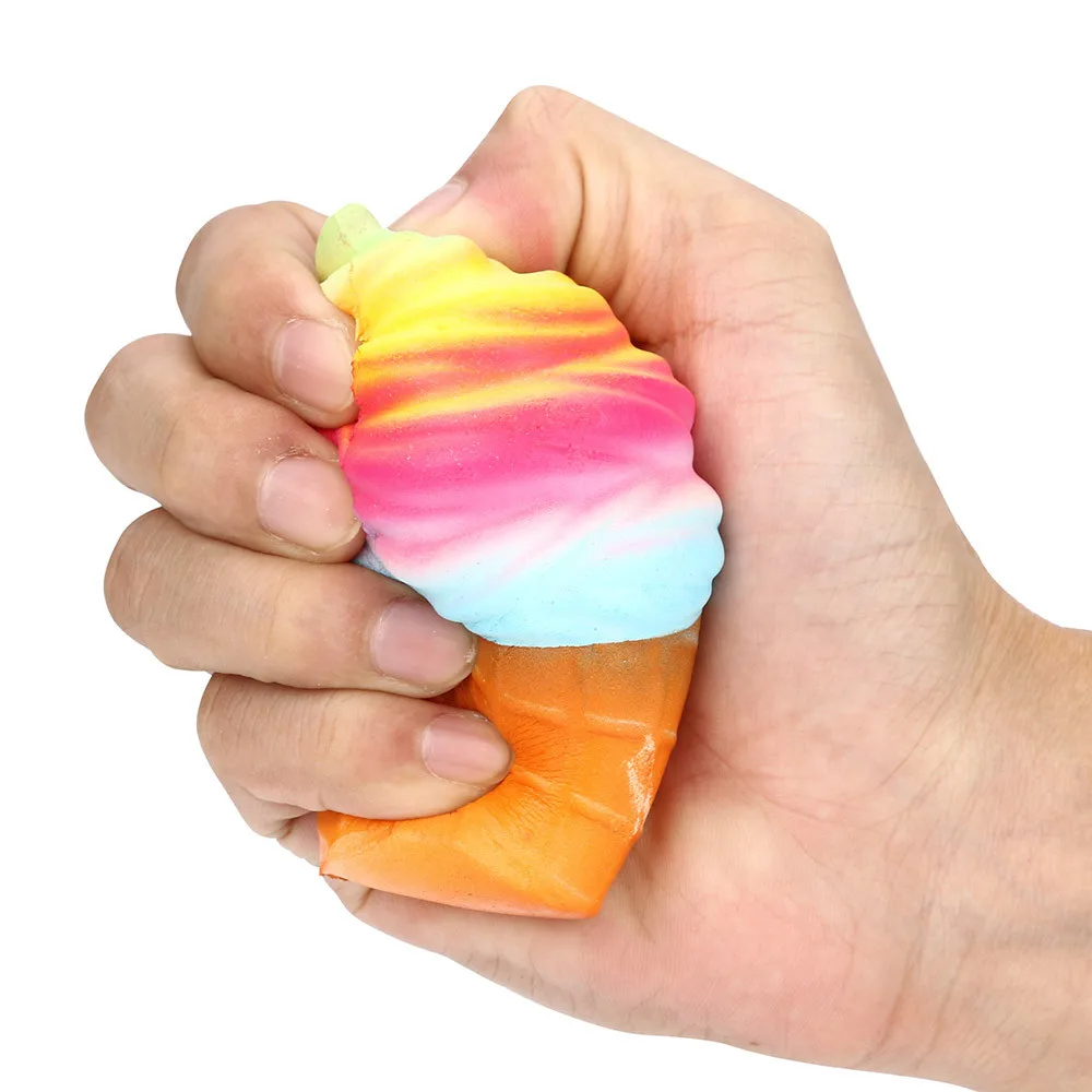 Kawaii Squishy 10 см Радужный конус для мороженого медленно поднимающийся