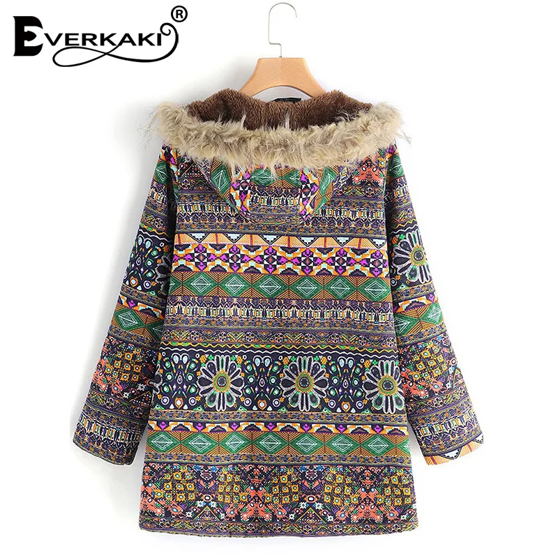 Everkaki Boho бархатные куртки пальто для женщин толстая молния с шапкой теплые плюс