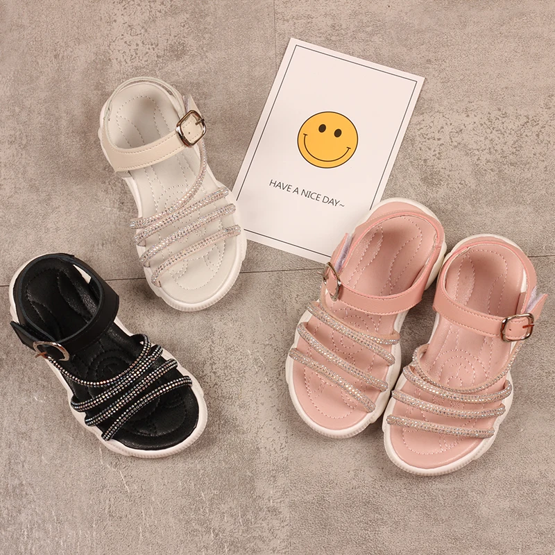 

Children Girls Baby Sandals Kid Shoes Flat Rhinestone Shoes Cute Princess Open Toe Sandals Leisure Simple Fashion