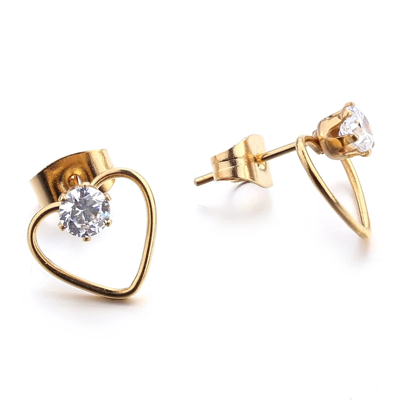 Модные серьги в форме сердца звезды очаровательные циркониевые серьги-гвоздики