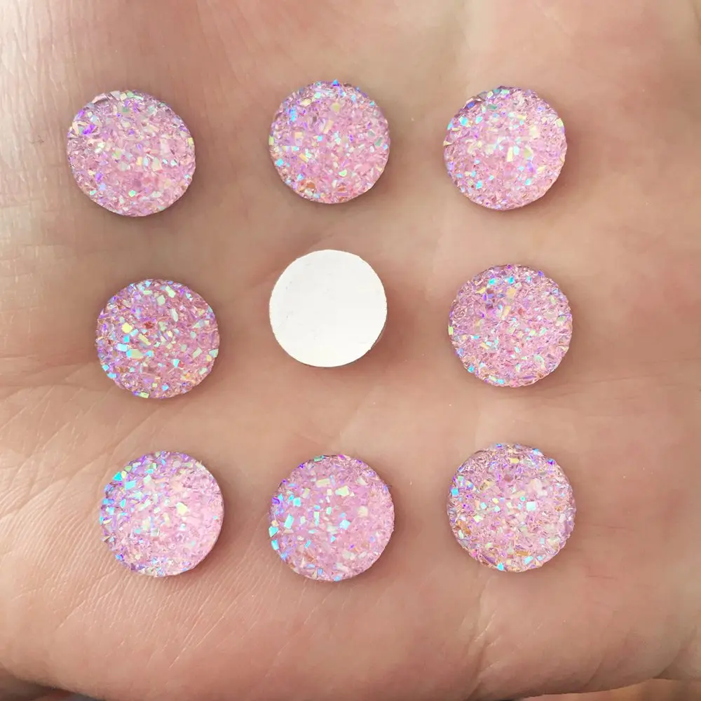 Pink 80 шт AB смолы 12 мм Bling Ore круглые стразы с плоской задней частью, свадебные украшения, diy аппликации D67* 2 - Цвет: Pink