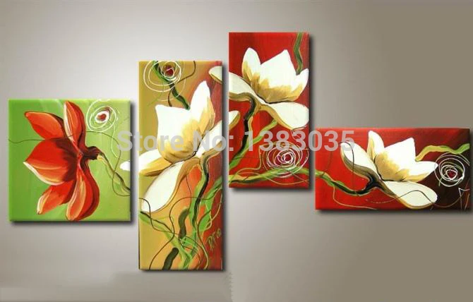 

Hand Painted Modern Orchids In Paintings 4 Piece Oil Flowers Art Set Wall Picture Canvas Decoration For Living Room