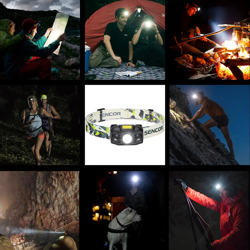 USB Перезаряжаемый Головной фонарь светодиодный налобный датчик движения