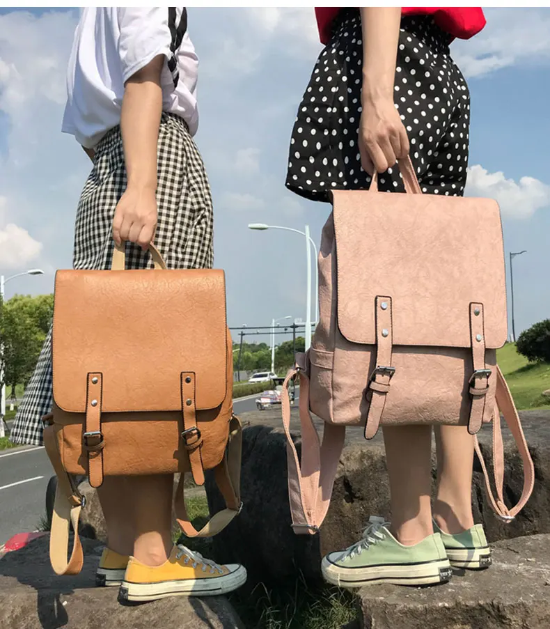 Винтажный рюкзак из искусственной кожи, школьный женский рюкзак Mochila, Женская Большая вместительная сумка на плечо, повседневный рюкзак для девочек XA500H