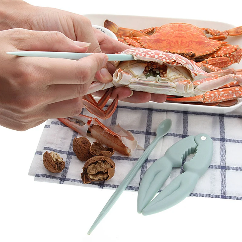8 шт., пластиковый набор инструментов для морепродуктов, клещи для крабов-омаров, кальмп, вилки и ложки, щипцы для орехового ореха, зажим для морского инструмента, крекер для кухни