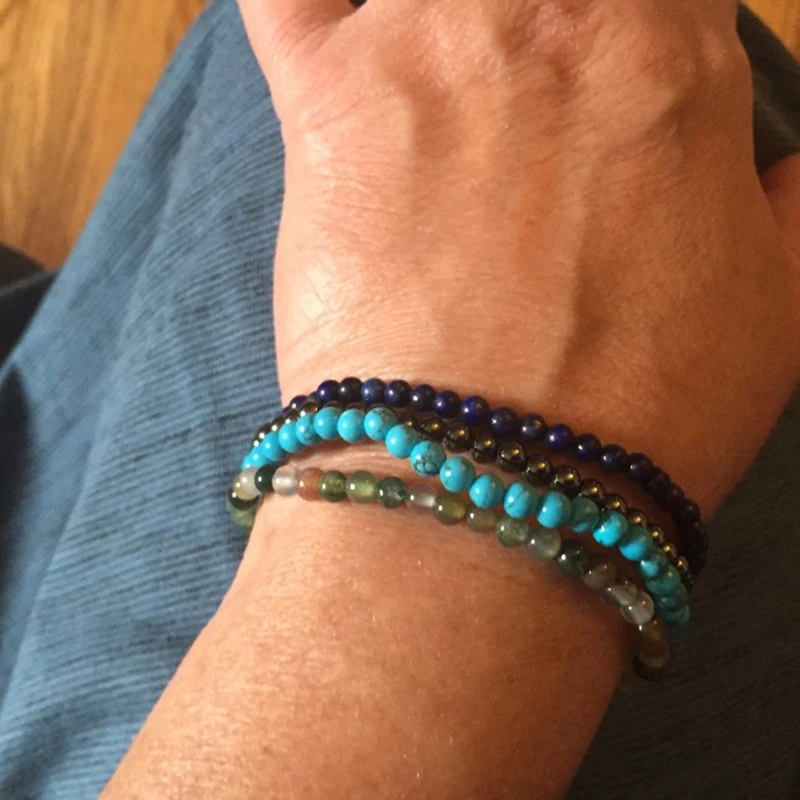 OAIITE мужские браслеты из бисера классические бусины натурального камня