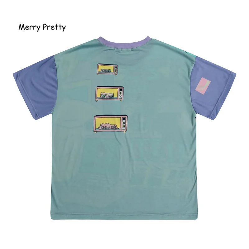 Оригинальная Женская свободная футболка в стиле Харадзюку Merry Pretty топы с круглым